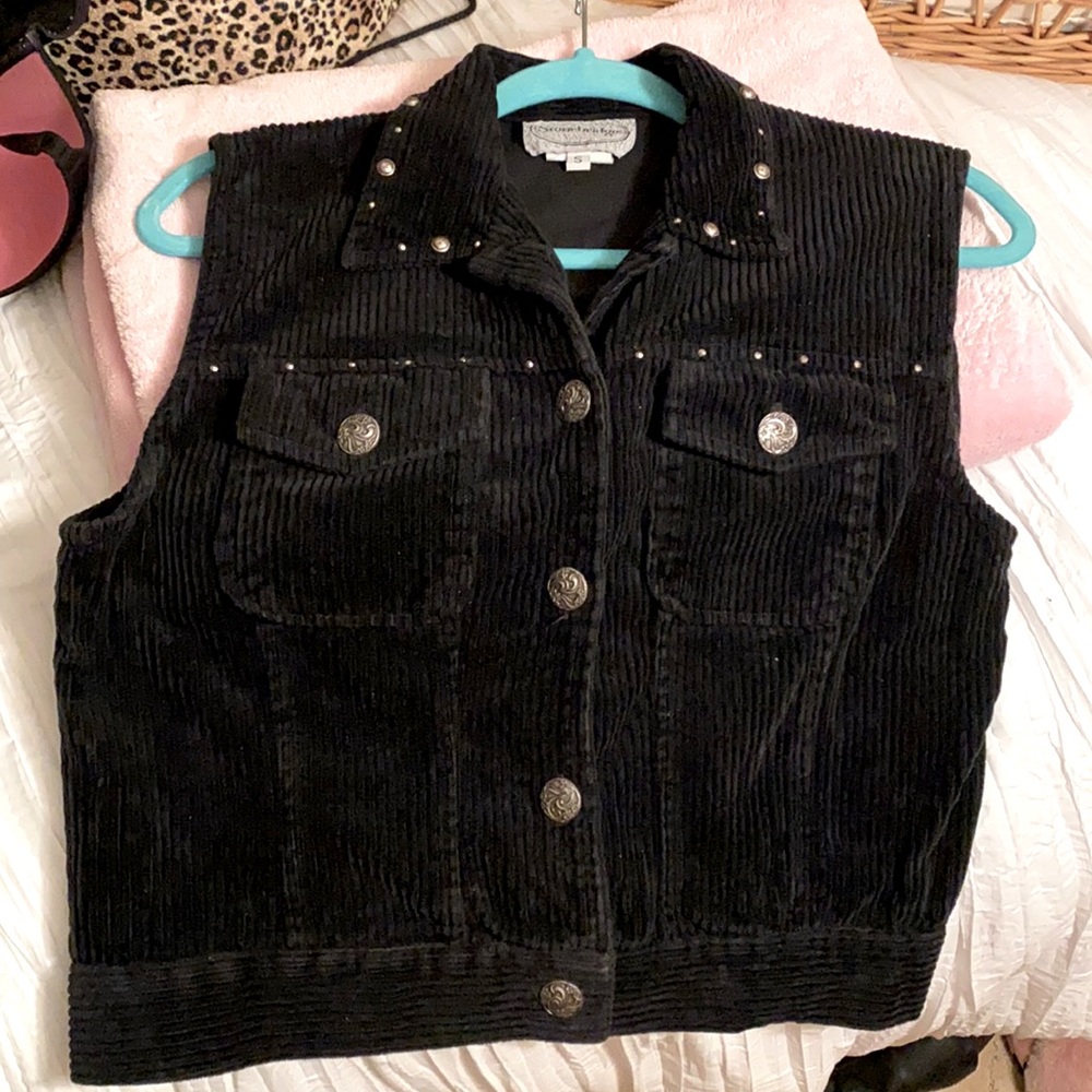 Stoneridge black corduroy embellished vest